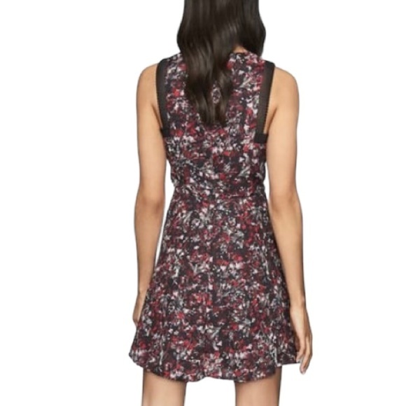 Reiss Louise Ditsy Floral Flared Woven Mini Dress Net Trim Multi Color.Sz 6. - Picture 2 of 12